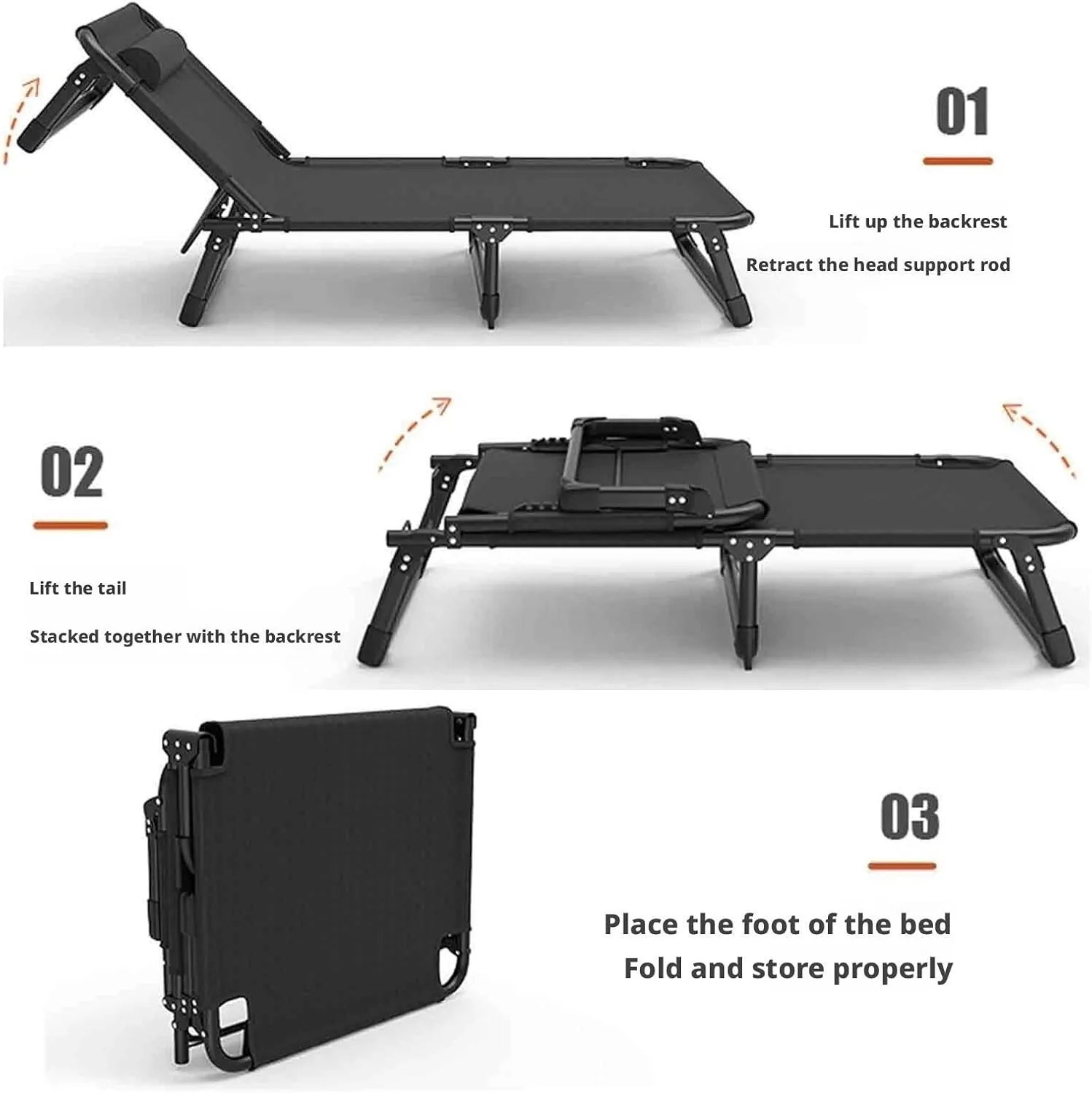 Folding Twin Bed, Folded Bed Queen, Sleeping Cots for Adults, Ergonomic Design, 4-Level Backrest Adjustment, Washable Design, no Installation Required(Style2-56x176)