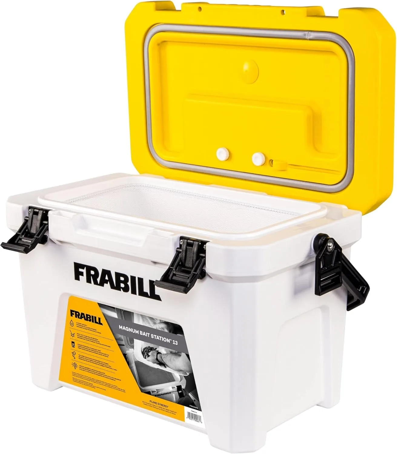 Frabill Magnum Bait Station 13 Quart Live Bait Well, White and Yellow