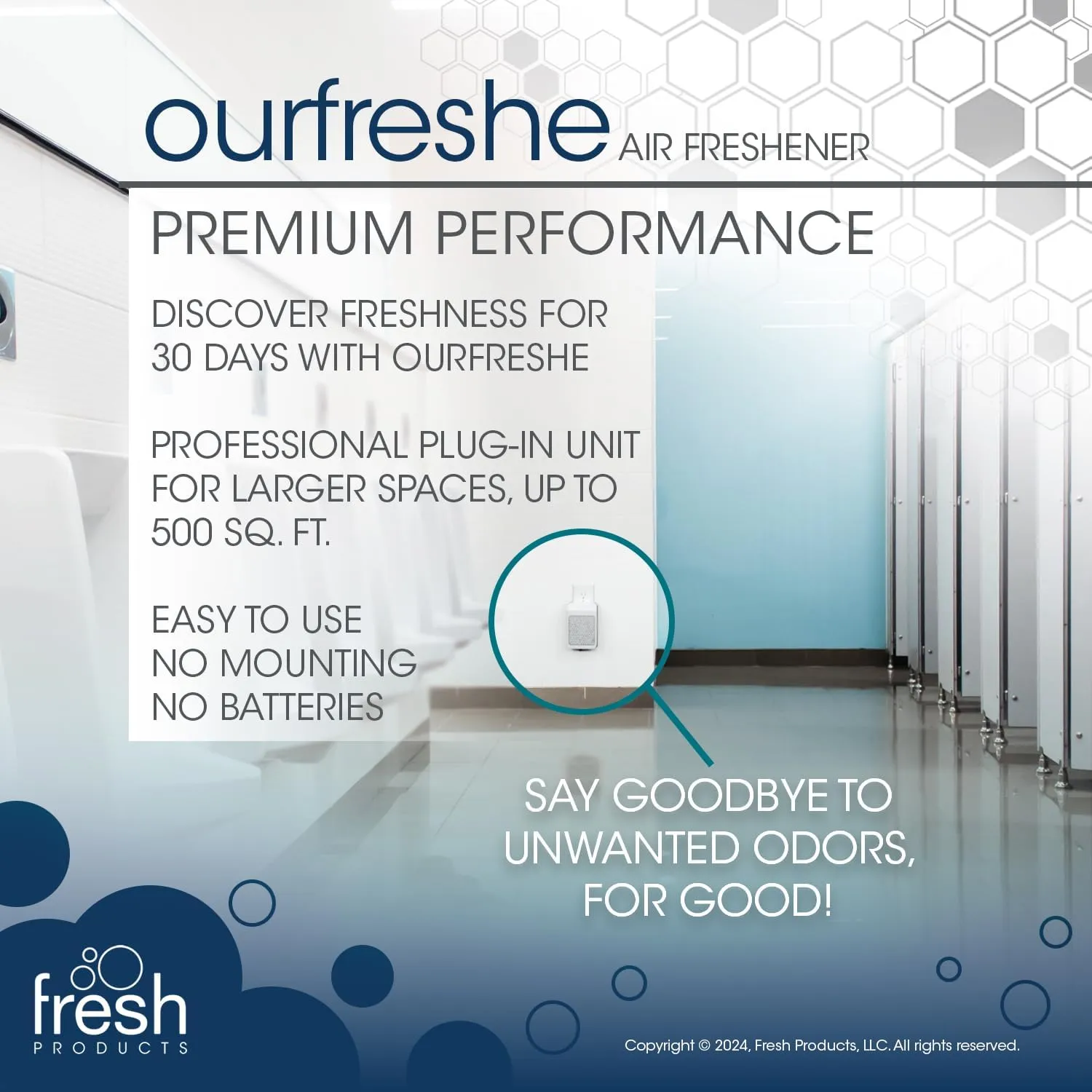 Fresh Products ourfreshe Plug In Air Freshener 30 Day Replace Messy Aerosols with Dry Fragrance For Use in Medium Sized Spaces White Dispenser 1 Pack