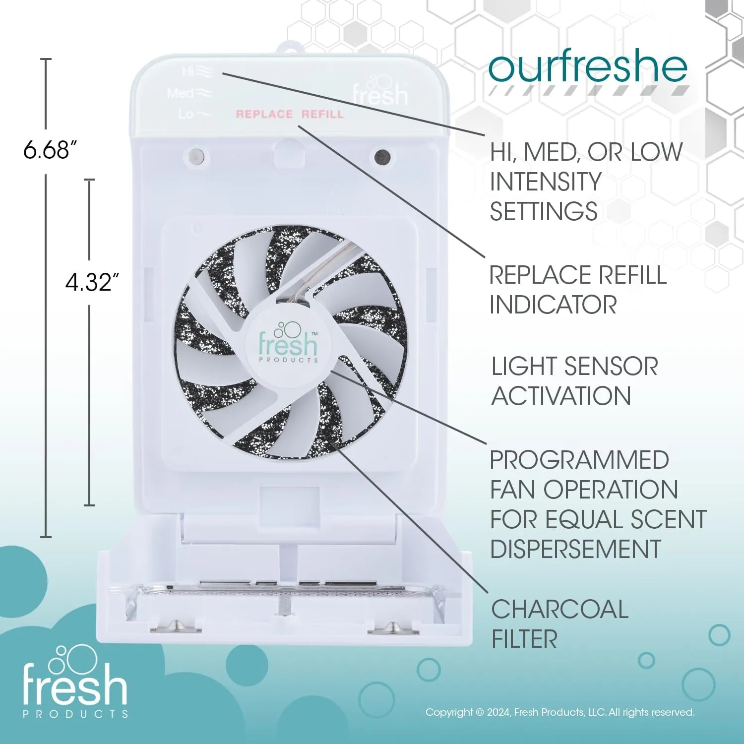 Fresh Products ourfreshe Plug In Air Freshener 30 Day Replace Messy Aerosols with Dry Fragrance For Use in Medium Sized Spaces White Dispenser 1 Pack