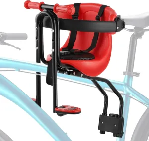 Front Mount Bike Seat, Mountain Bike Seat for Little Ones, Detachable Bicycle Seat with Guardrail and Safety Belt, Comfortable Bike Seat for Children 2~6 Years, Adult Bike Attachment