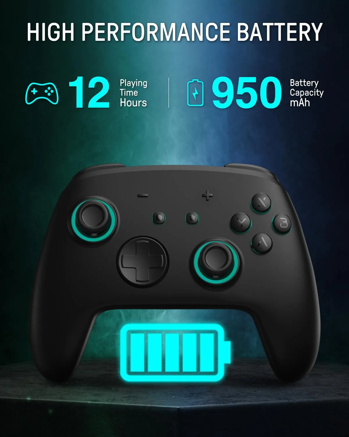 FUNLAB Pro Controller Switch Wireless Compatible with Switch/OLED, Firefly RGB Controller, Controles with NFC Function, Black Bluetooth Remote Gamepad with 7 LED Colors/Paddle/Turbo/Motion