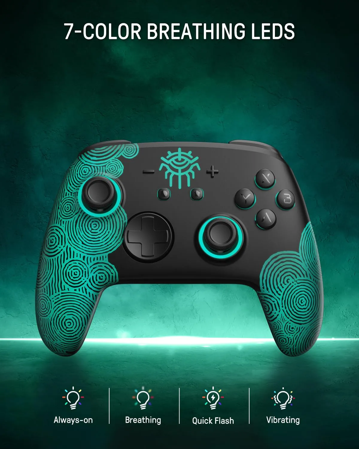 FUNLAB Pro Controller Switch Wireless Compatible with Switch/OLED, Firefly RGB Controller, Controles with NFC Function, Black Bluetooth Remote Gamepad with 7 LED Colors/Paddle/Turbo/Motion