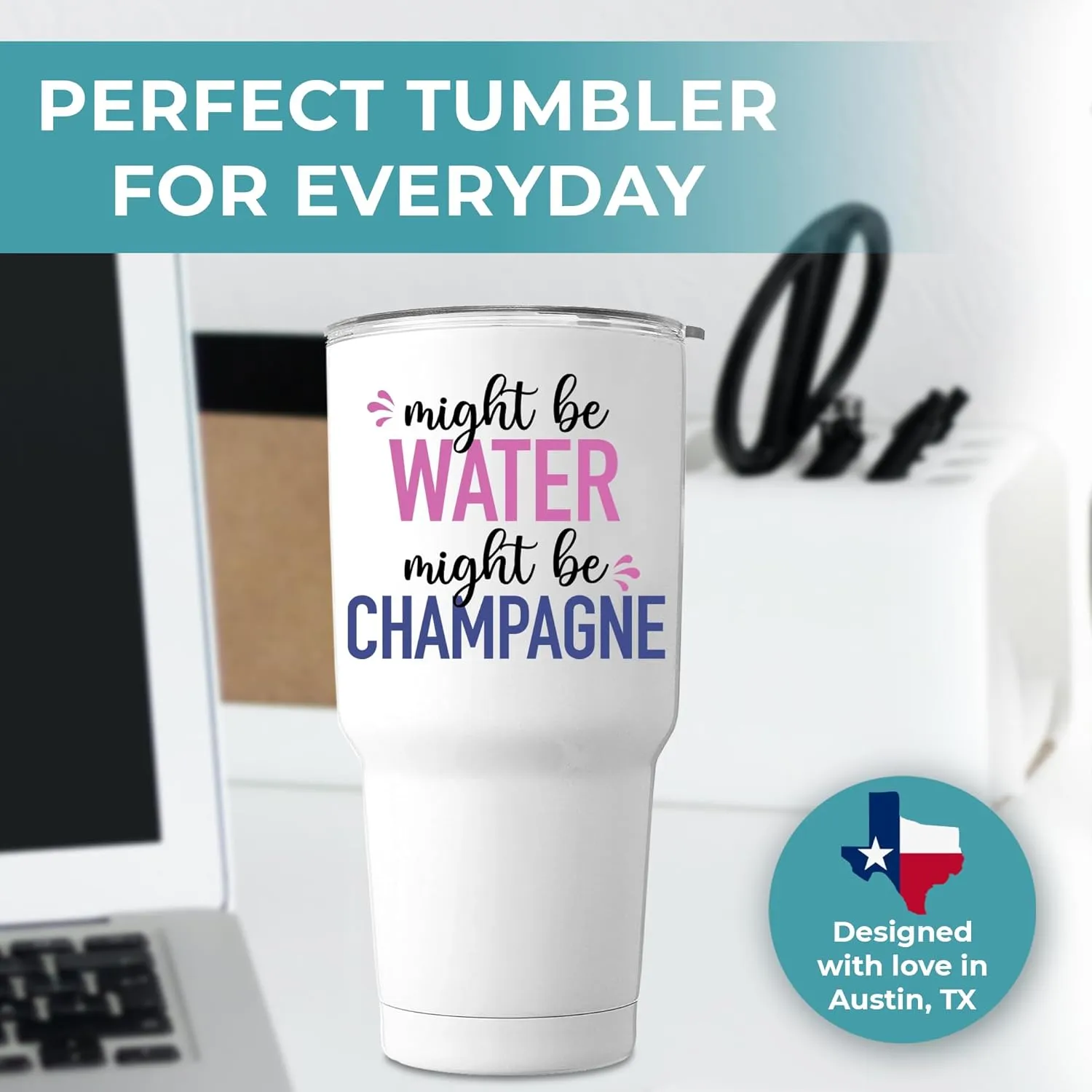 Funny Might Be Champagne Tumbler 30oz, Fun and Unique Presents for Drinkers, Adult Humor Cups, Drinking Themed Gag Gifts for Men and Women, Ideal Present Picks for Her Birthday, Christmas, Gift Ready