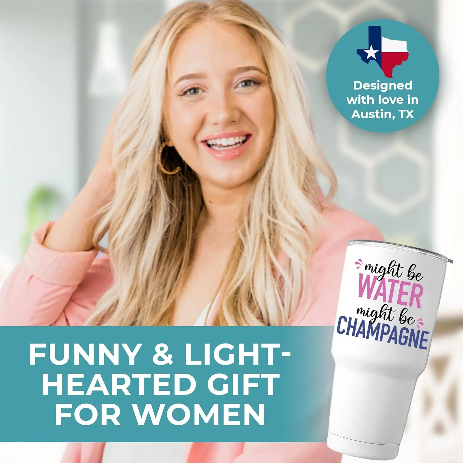 Funny Might Be Champagne Tumbler 30oz, Fun and Unique Presents for Drinkers, Adult Humor Cups, Drinking Themed Gag Gifts for Men and Women, Ideal Present Picks for Her Birthday, Christmas, Gift Ready