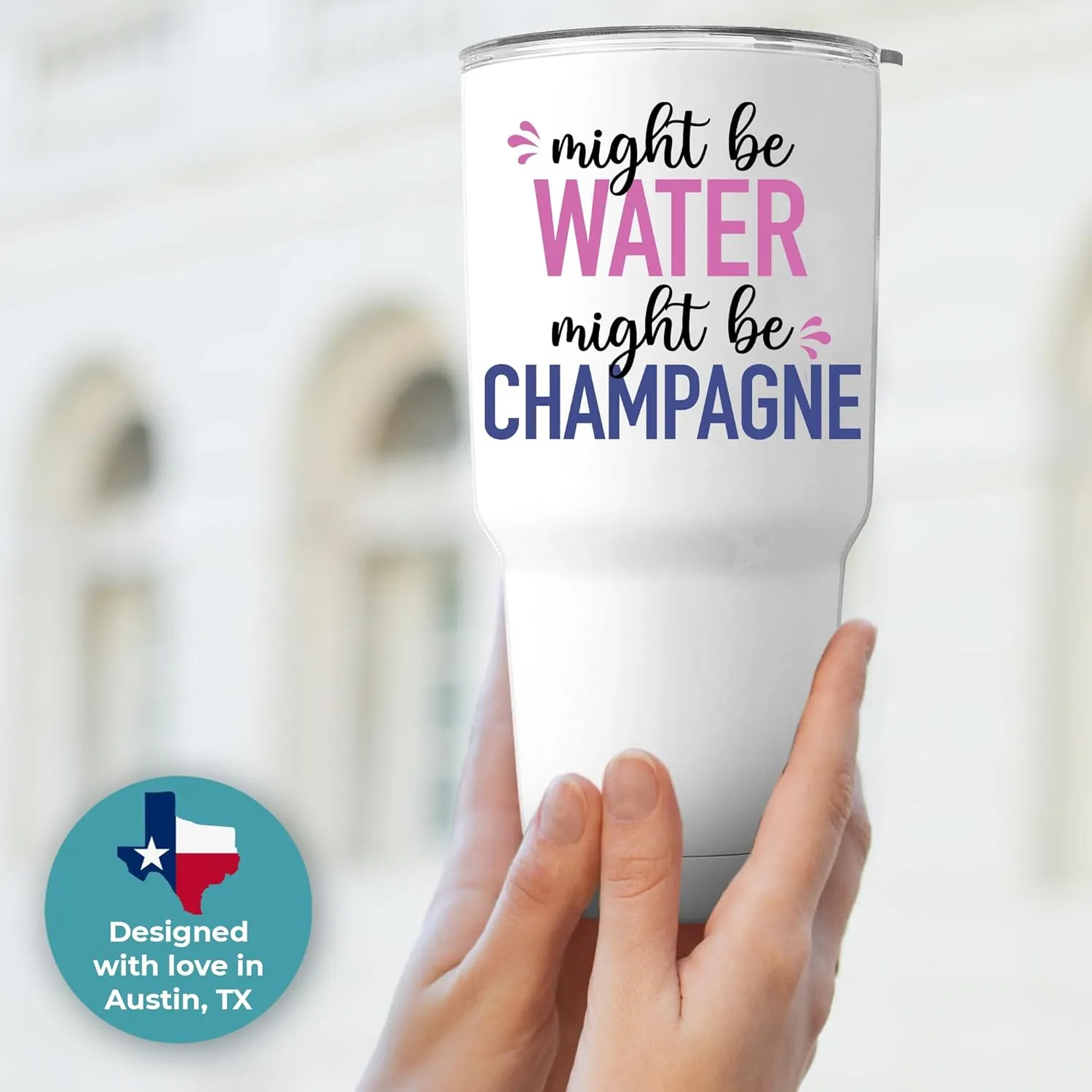 Funny Might Be Champagne Tumbler 30oz, Fun and Unique Presents for Drinkers, Adult Humor Cups, Drinking Themed Gag Gifts for Men and Women, Ideal Present Picks for Her Birthday, Christmas, Gift Ready