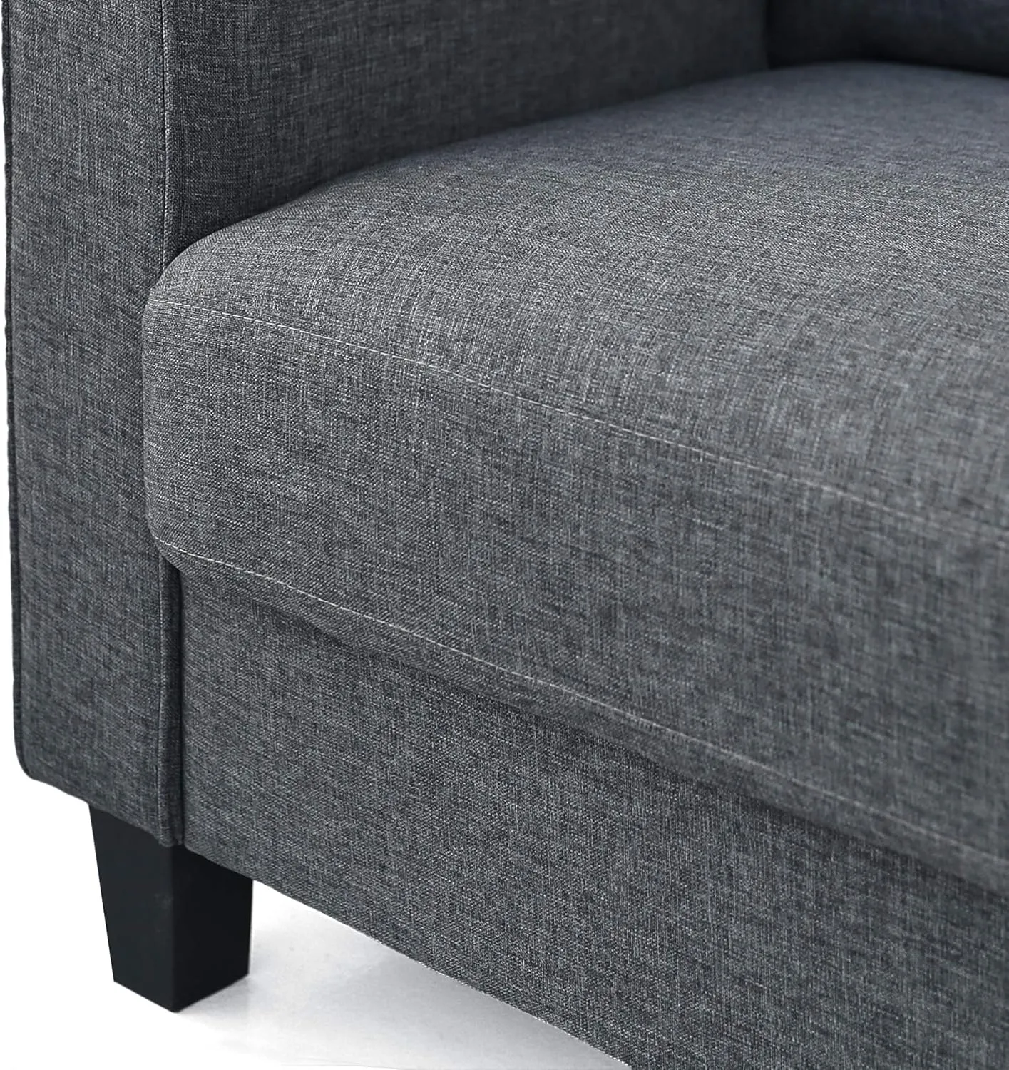 Furinno Bayonne Modern Upholstered Loveseat/Sofa Couch for Living Room, Gunmetal
