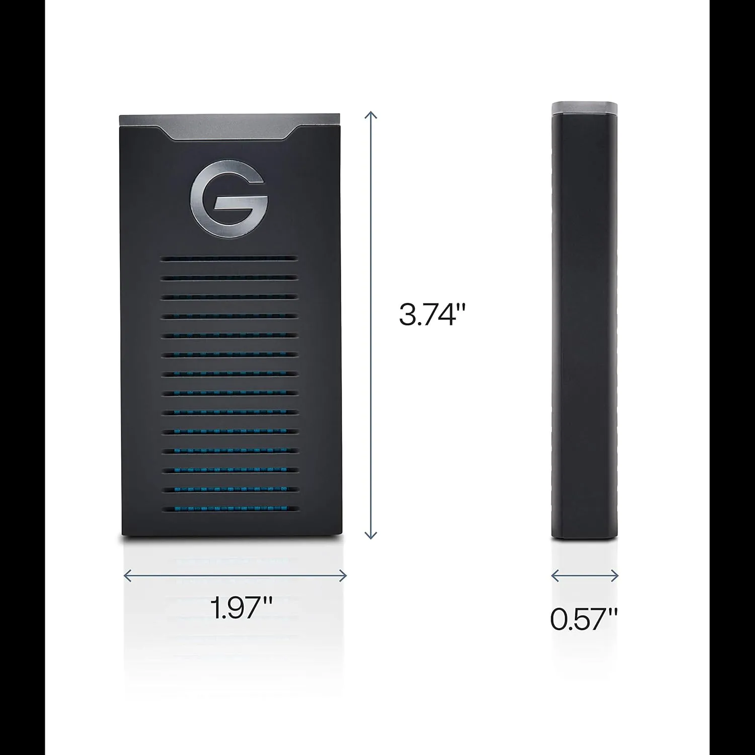 G-Technology 2TB G-DRIVE mobile SSD Durable Portable External Storage - USB-C (USB 3.1), Up to 560 MB/s - 0G06054-1, black