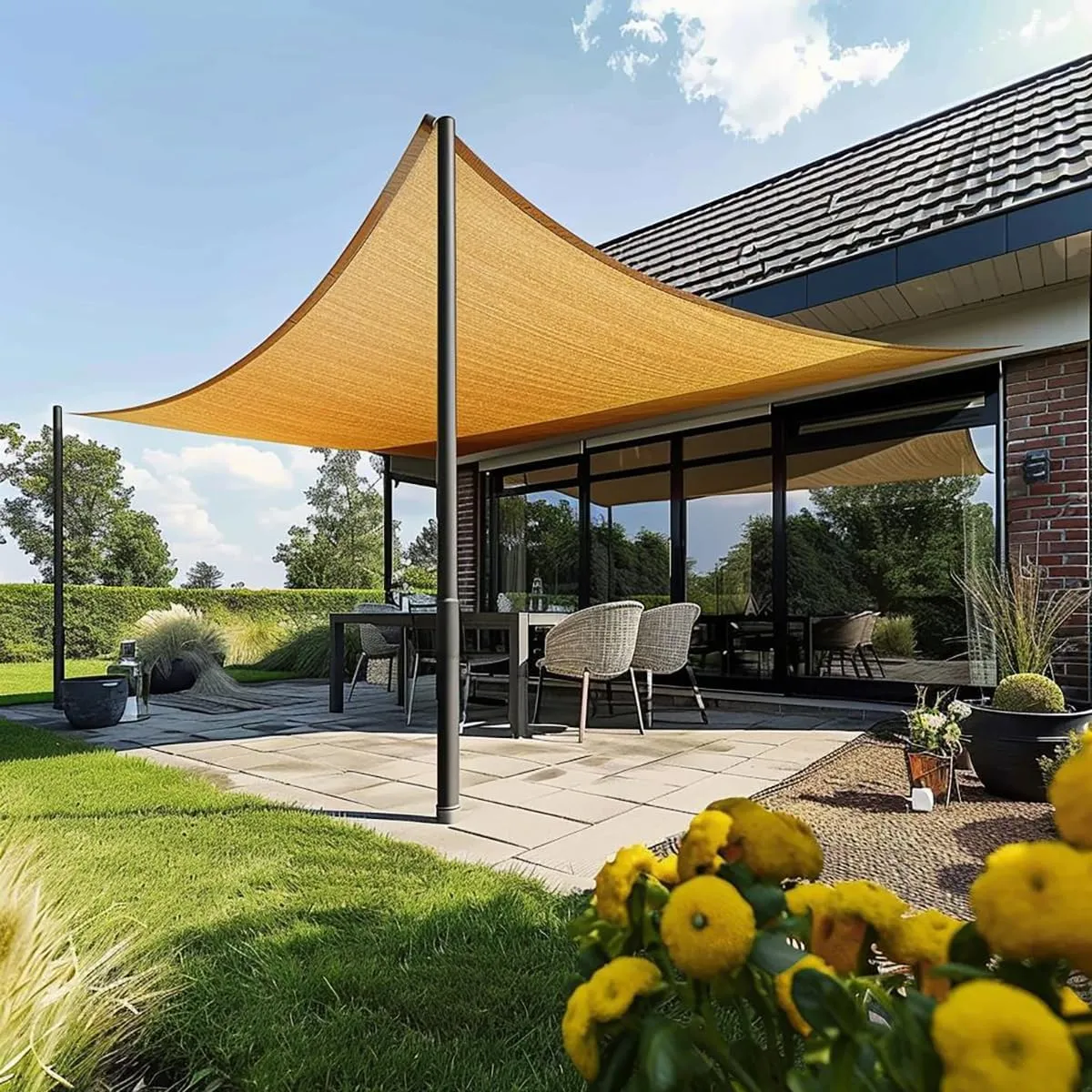 Garden expert 16'x20' Sun Shade Sail Sand Large Rectangle Canopy Sail Shade Cloth for Patio Garden Outdoor Backyard