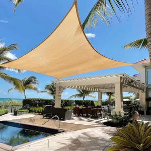 Garden expert 16'x20' Sun Shade Sail Sand Large Rectangle Canopy Sail Shade Cloth for Patio Garden Outdoor Backyard