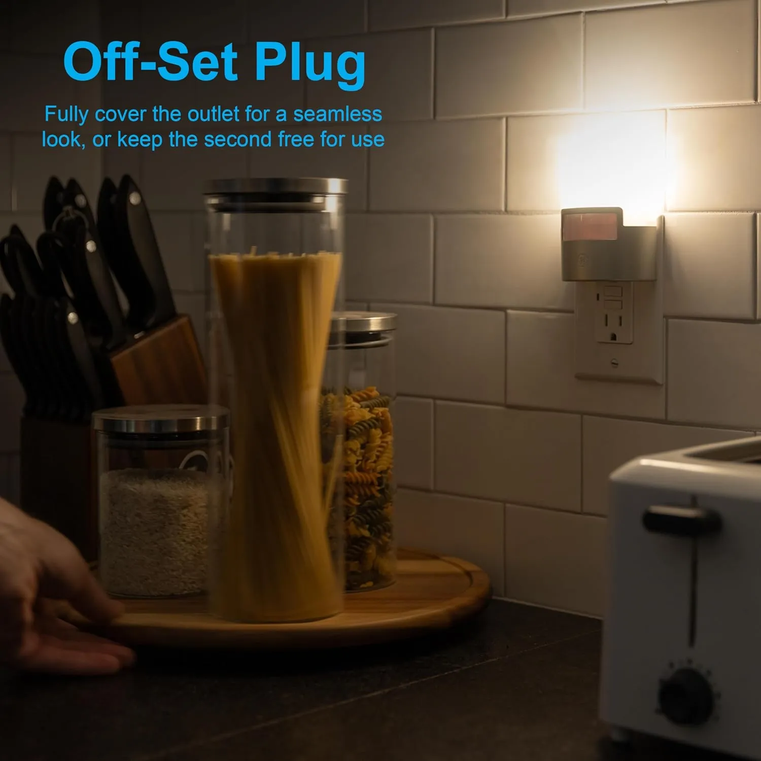 GE LED Motion Sensor Night Light, Plug into Wall, 40 Lumens, Soft White, UL-Certified, Energy Efficient, Ideal Nightlight for Bedroom, Bathroom, Kitchen, Hallway, 46633, Silver, 2 Pack