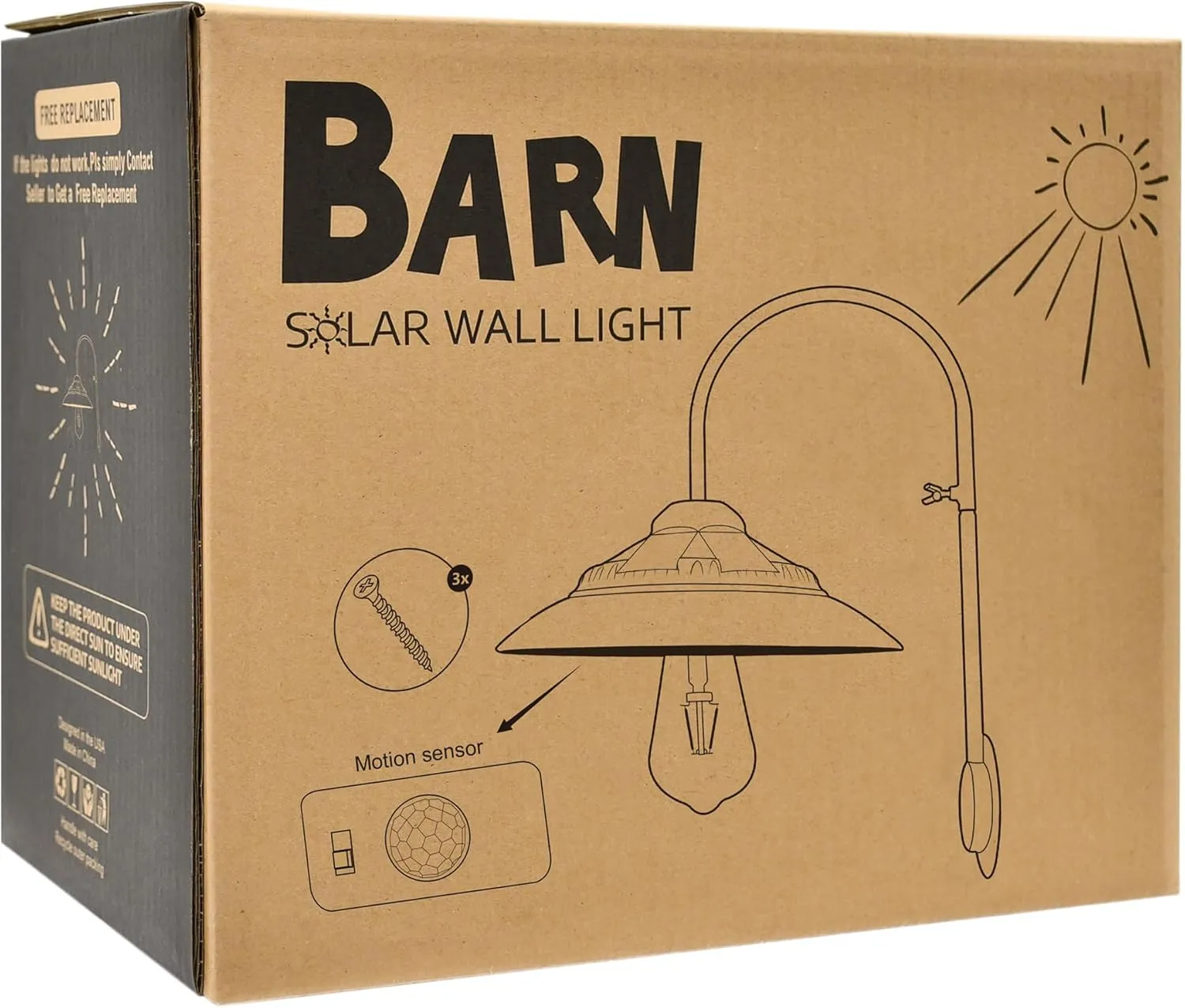 Goodeco Solar Barn Lights for Outside - Metal Design Outdoor Lights with Motion Sensor, 4 High Efficiency Solar Panels & one Glass LED Edison Bulb, Glow White, Chicken Coop Lights & More (Black 2P)