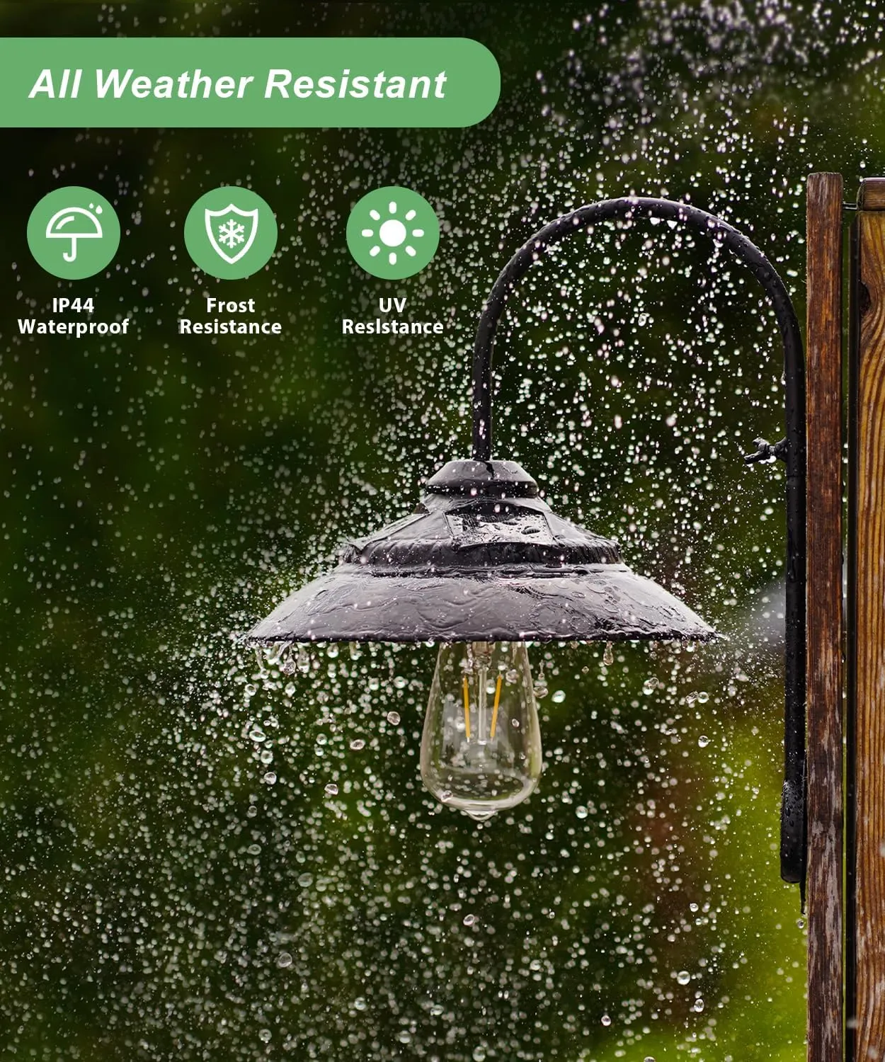Goodeco Solar Barn Lights for Outside - Metal Design Outdoor Lights with Motion Sensor, 4 High Efficiency Solar Panels & one Glass LED Edison Bulb, Glow White, Chicken Coop Lights & More (Black 2P)