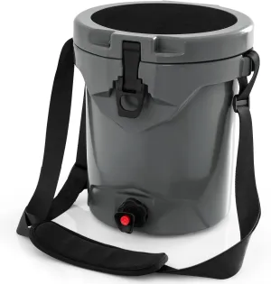 Goplus Portable Water Cooler, 2.5 Gallon Camping Cooler w/Faucet, Adjustable Shoulder Carrying Strap, 10 QT Outdoor Cold & Hot Insulated Cooler for Drinks Beverage, 5-7-day Retention