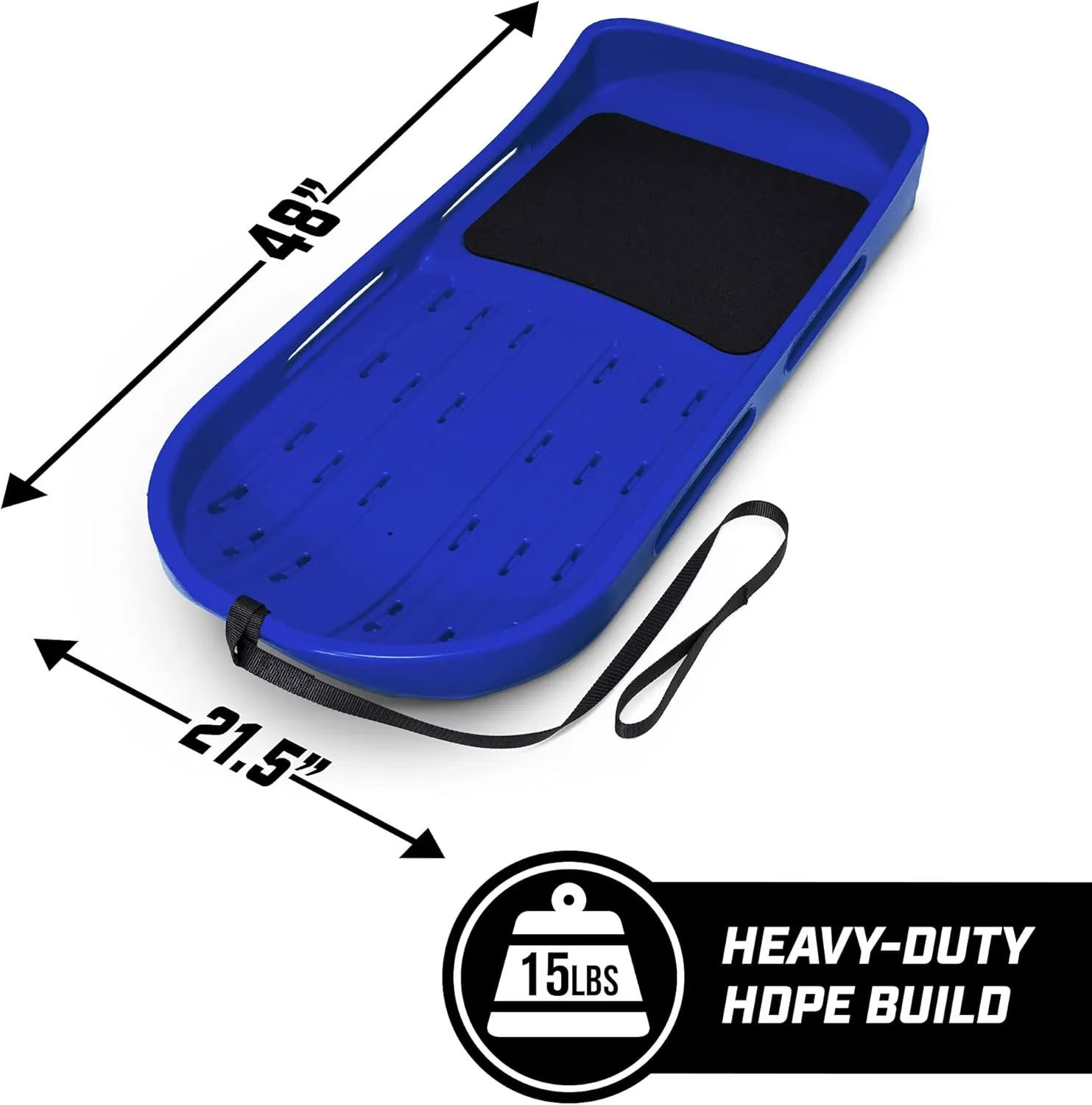GoSports 2 Person Premium Snow Sled - Choose Red or Blue - Double Walled Construction, Pull Strap and Padded Seat