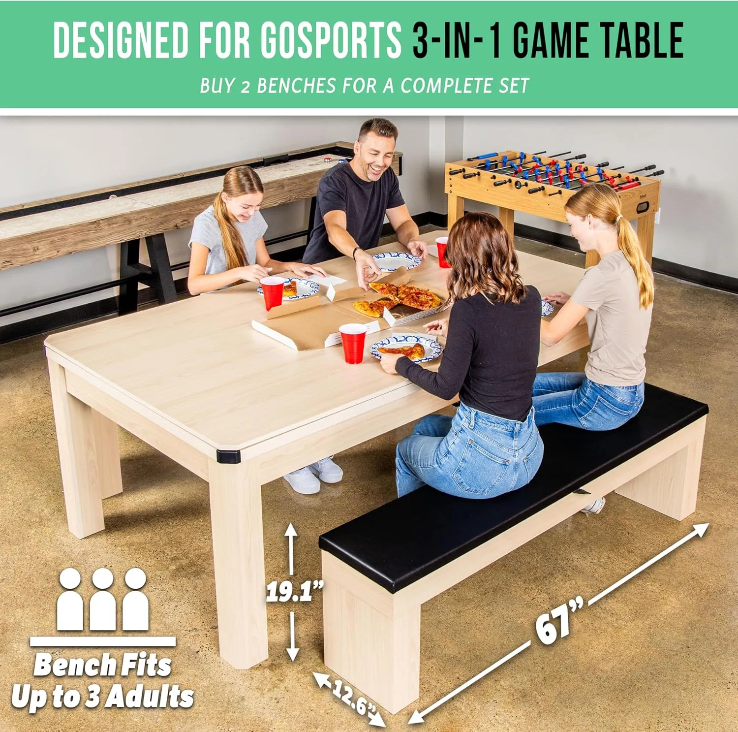 GoSports 7 ft 3 in 1 Pool, Dining, & Table Tennis Combo Table - Convertible Top Game Table with Billiards and Table Tennis Accessories
