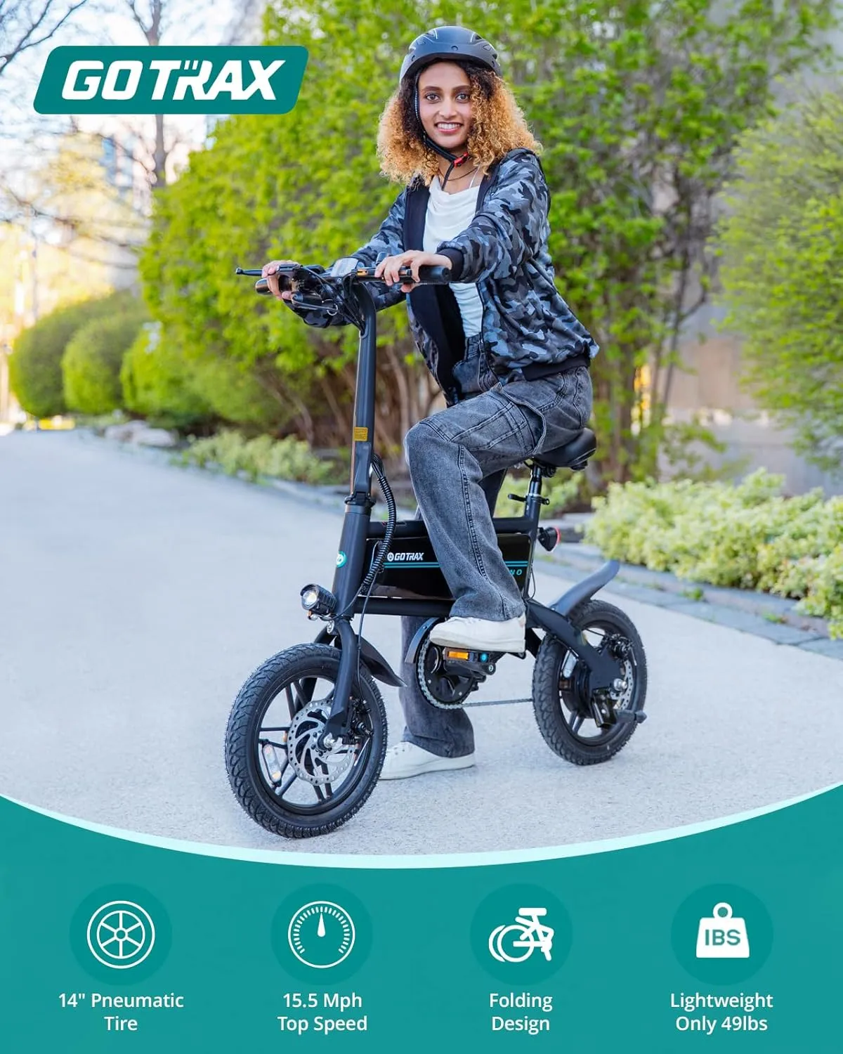 Gotrax Nano 14" Electric Bike, Max Range 25Miles(Pedal-Assist)&Max Speed 15.5Mph, 350W Folding E-Bike with Removable Battery, Adjustable Seat & Dual Mudguards, Commuter Electric Bicycle for Ages 13 