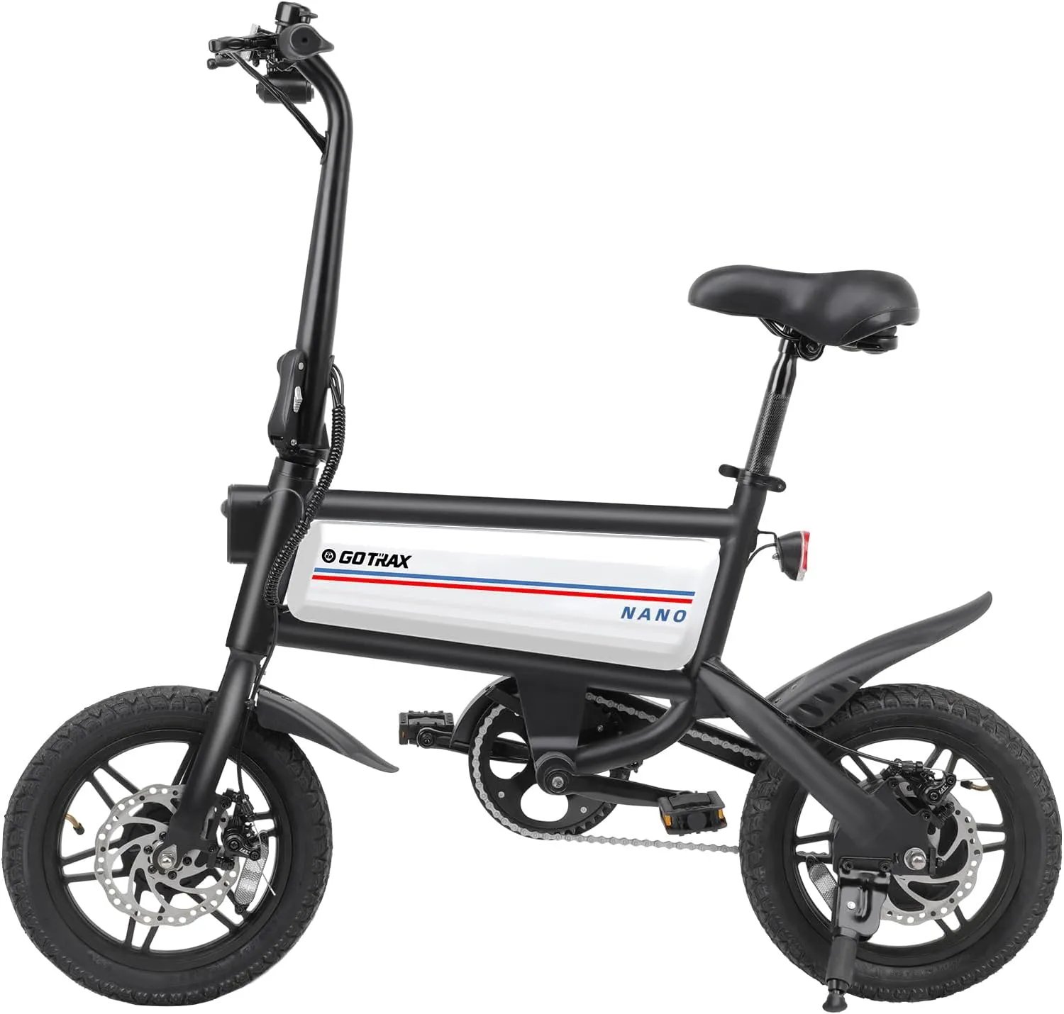 Gotrax Nano 14" Electric Bike, Max Range 25Miles(Pedal-Assist)&Max Speed 15.5Mph, 350W Folding E-Bike with Removable Battery, Adjustable Seat & Dual Mudguards, Commuter Electric Bicycle for Ages 13 