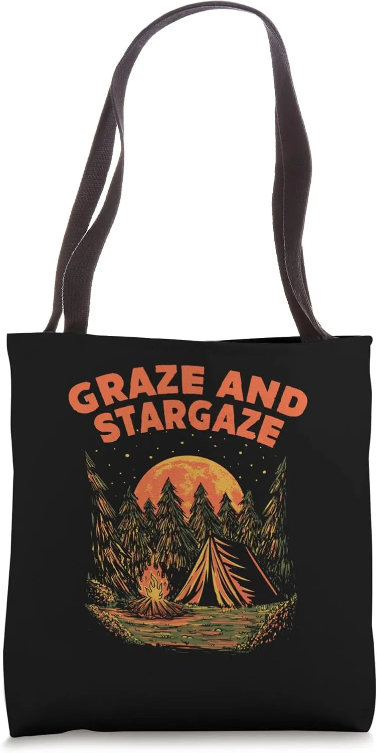 Graze and Stargaze Camping Wildlife Camper Outdoor Traveler Tote Bag