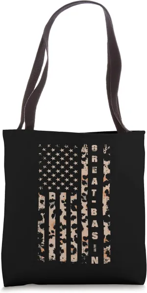Great Basin National Parks USA Flag Leopard Camping Hiking Tote Bag