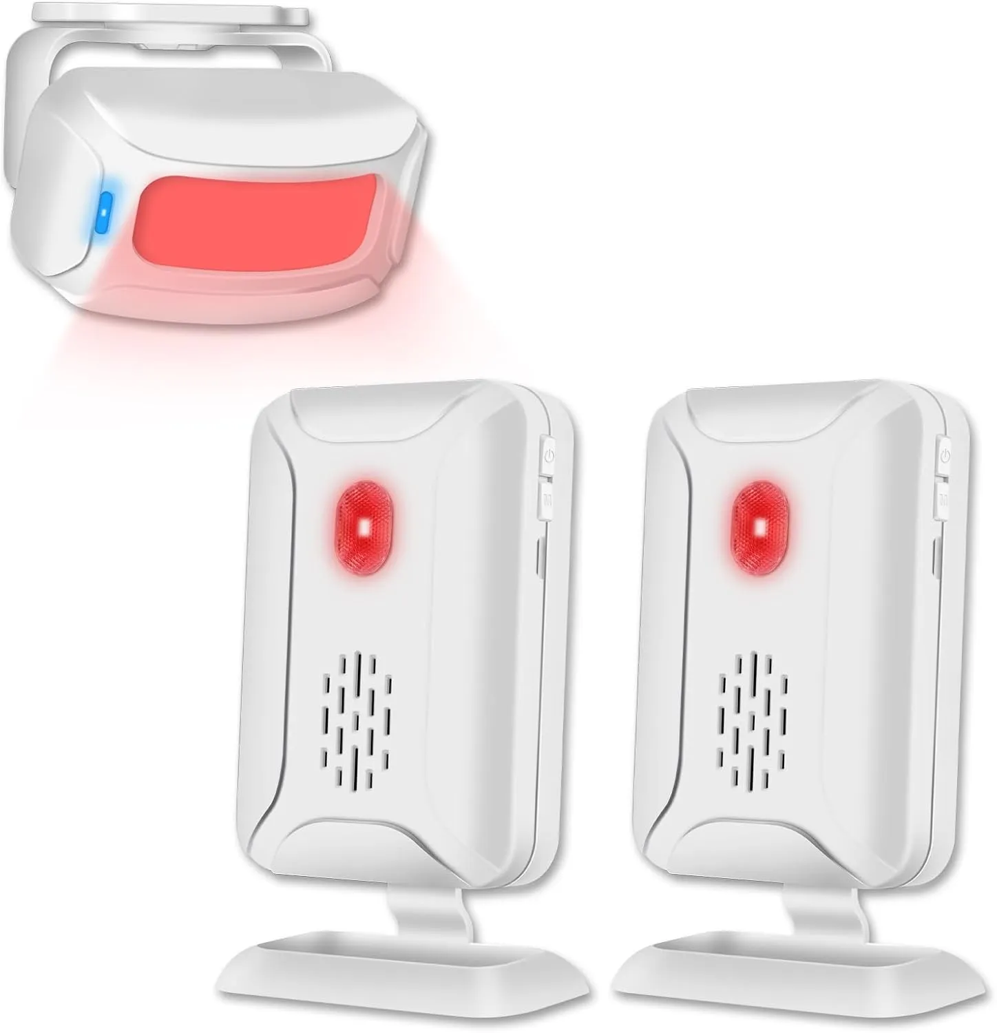 GREENCYCLE Door Sensor Chime, Motion Detector Alarm, Commercial Door Bells for Business Entry, Home Security Alert (918 Feet, 36 Tunes, 4 Volume Levels, LED Indicators), 2Receiver1Infrared Transmitter