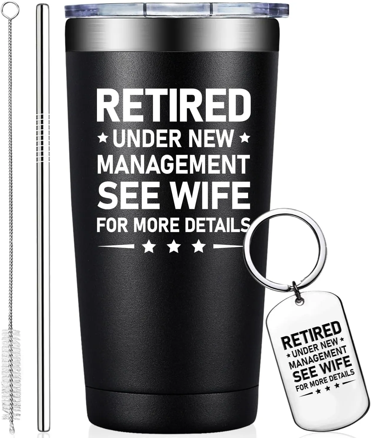 Grifarny Retirement Gifts for Men - Retired Under New Management See Wife for More Details Tumbler Cup 20oz - Retired Gifts for Men, Husband, Dad, Boyfriend