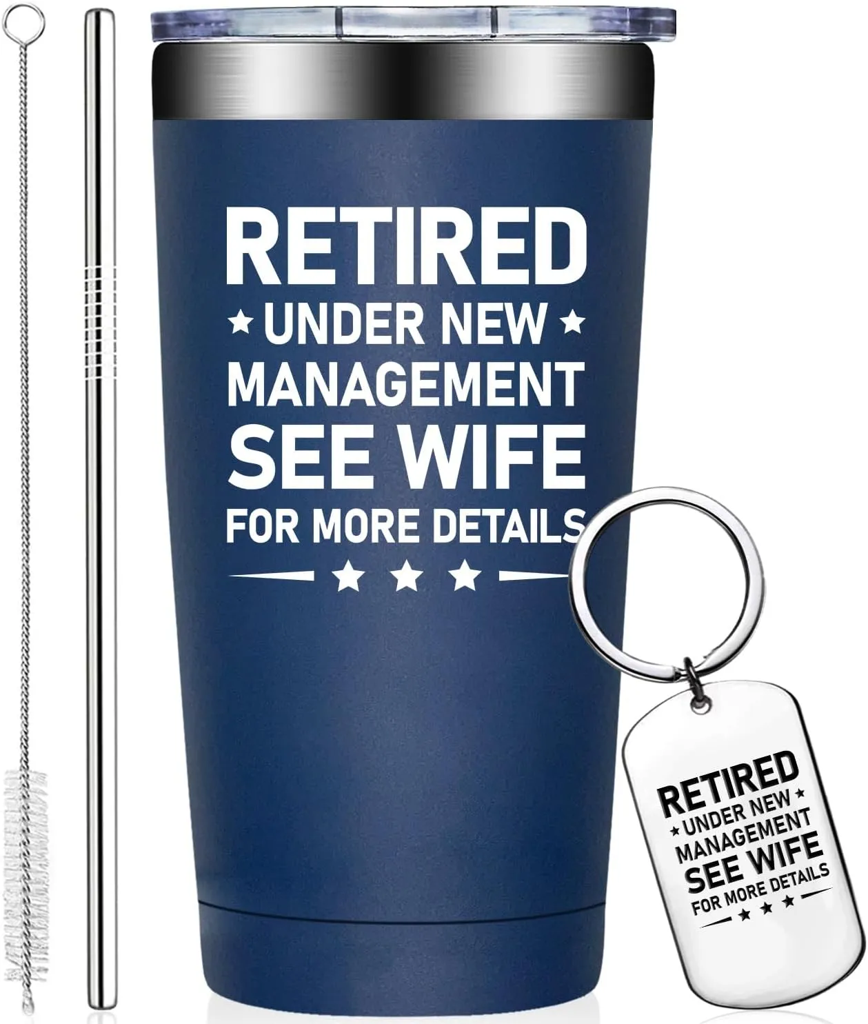 Grifarny Retirement Gifts for Men - Retired Under New Management See Wife for More Details Tumbler Cup 20oz - Retired Gifts for Men, Husband, Dad, Boyfriend
