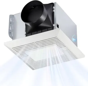 GROWNEER Bathroom Exhaust Fan with Light, 35W Exhaust Fan with Humidity Sensor-60% Fixed Threshold, 110 CFM 1.0 Sone Bath Fan with Light, 600lm 2700K/4000K/5000K Adjustable, 7.68 x 9.25 inch, White