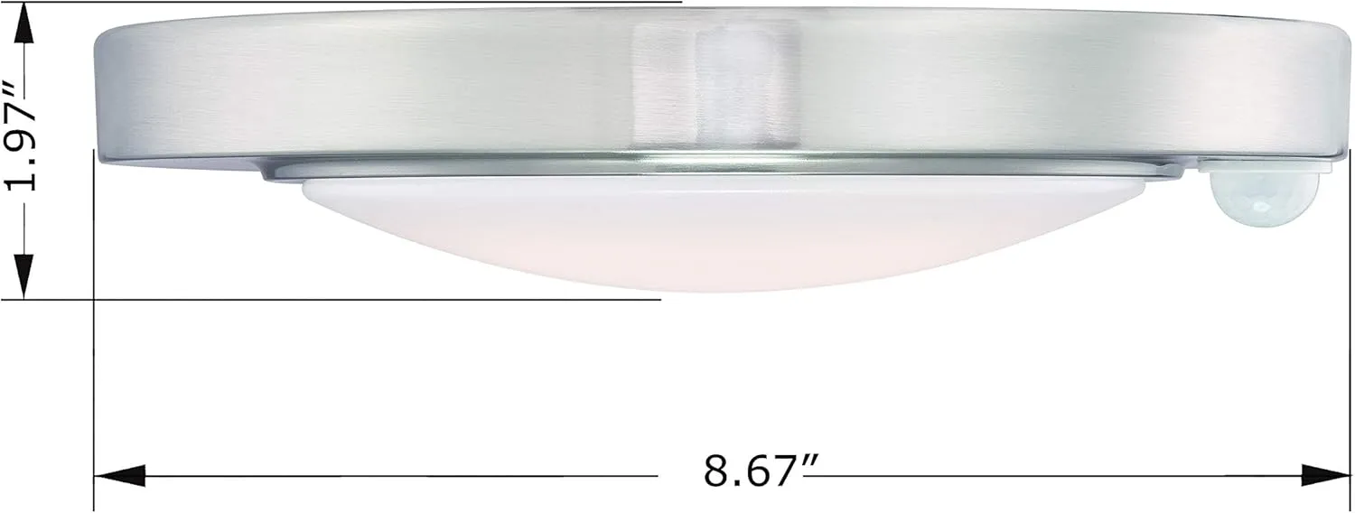 GRUENLICH LED Motion Sensor Flush Mount Ceiling Lighting Fixture, 8.7 Inch 11.5W 890 Lumen, Metal Housing, ETL Rated, 2-Pack, Nickel Finish-5000K