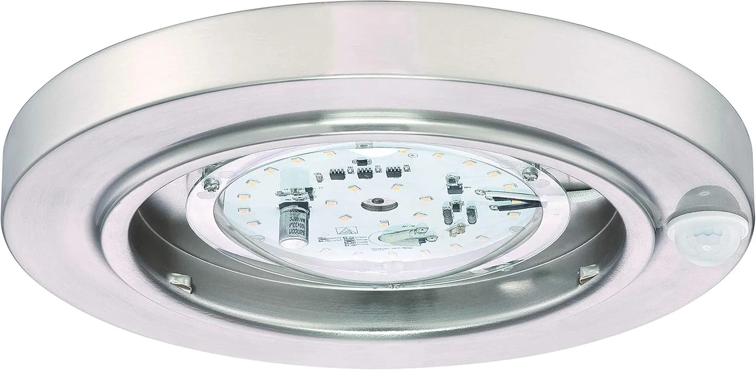 GRUENLICH LED Motion Sensor Flush Mount Ceiling Lighting Fixture, 8.7 Inch 11.5W 890 Lumen, Metal Housing, ETL Rated, 2-Pack, Nickel Finish-5000K