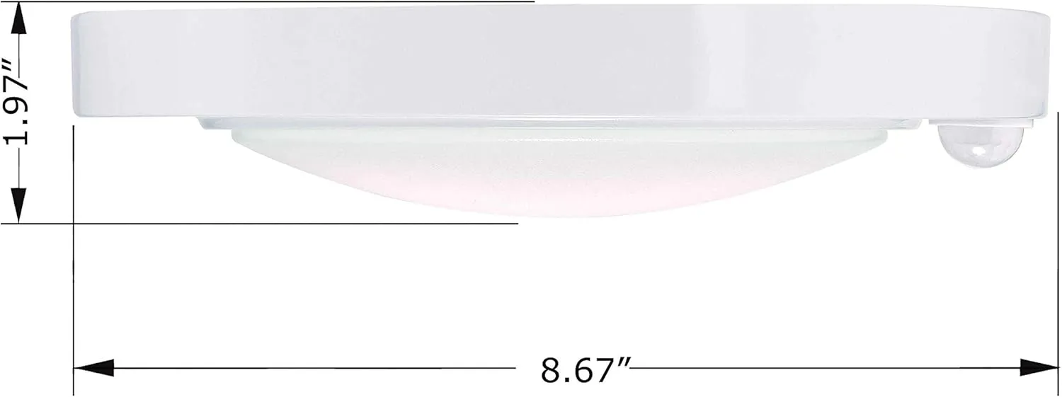 GRUENLICH LED Motion Sensor Flush Mount Ceiling Lighting Fixture, 8.7 Inch 11.5W 890 Lumen, Metal Housing, ETL Rated, 2-Pack, White Finish-3000K