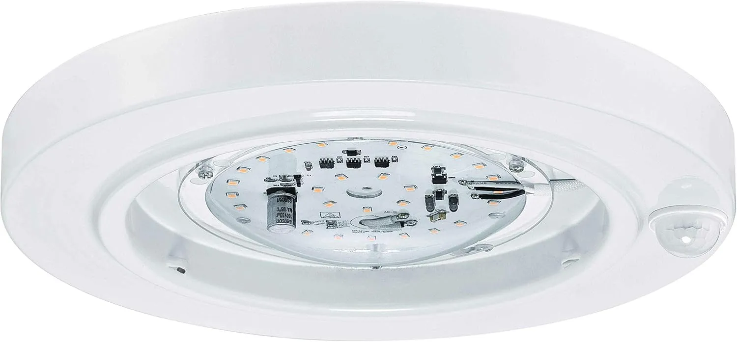 GRUENLICH LED Motion Sensor Flush Mount Ceiling Lighting Fixture, 8.7 Inch 11.5W 890 Lumen, Metal Housing, ETL Rated, 2-Pack, White Finish-3000K