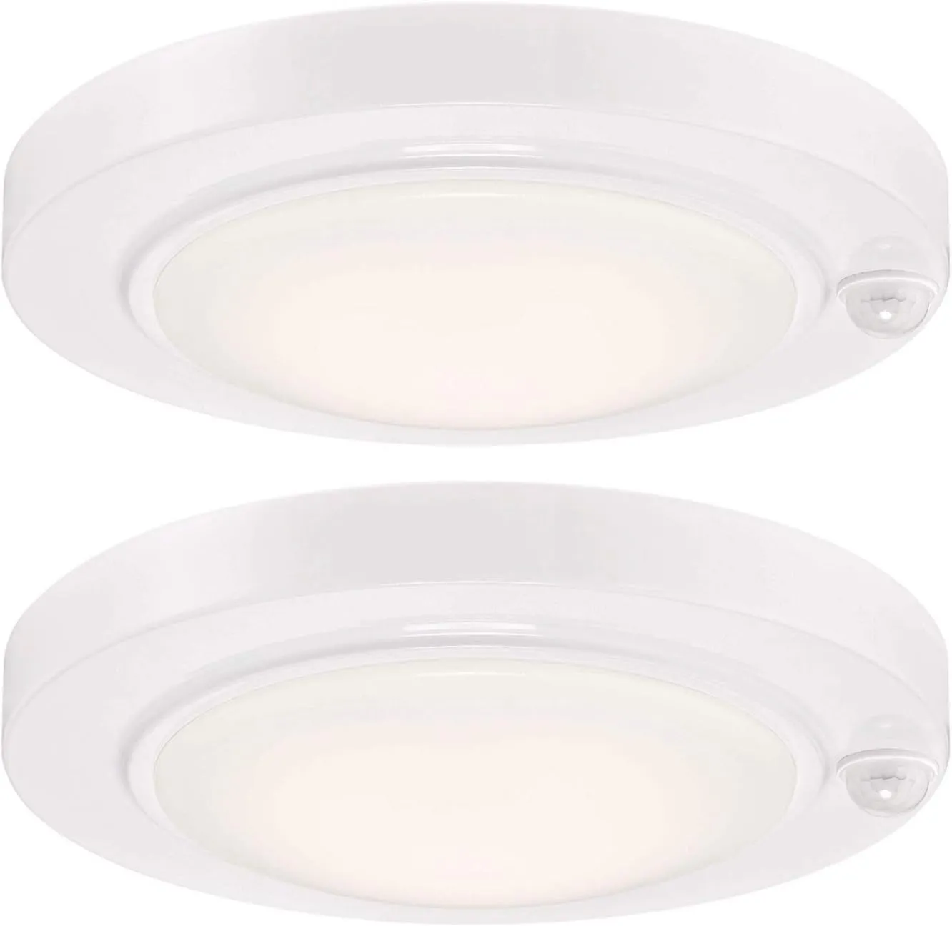 GRUENLICH LED Motion Sensor Flush Mount Ceiling Lighting Fixture, 8.7 Inch 11.5W 890 Lumen, Metal Housing, ETL Rated, 2-Pack, White Finish-3000K