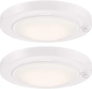 GRUENLICH LED Motion Sensor Flush Mount Ceiling Lighting Fixture, 8.7 Inch 11.5W 890 Lumen, Metal Housing, ETL Rated, 2-Pack, White Finish-3000K