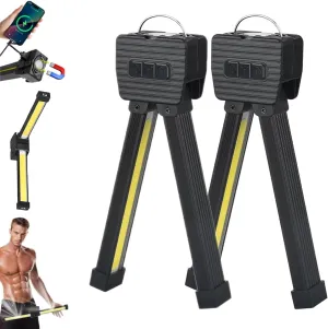 Gym Lamp for Posing, Posing Lamp Portable Magnetic LED Flashlight with Hanging Hook, 7th Gear Dimming and 180 Degree Folding, Handheld USB Rechargeable Multi-Function Light for Gym Camping Work (2pcs)