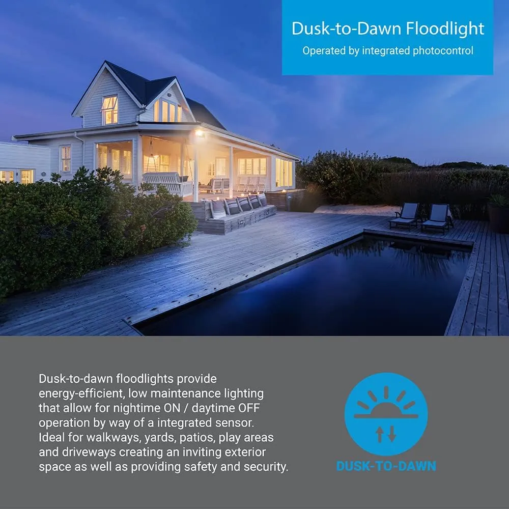 HALO Outdoor LED Flood & Security Light – Dusk to Dawn Photocell 1420 Lumens Bronze