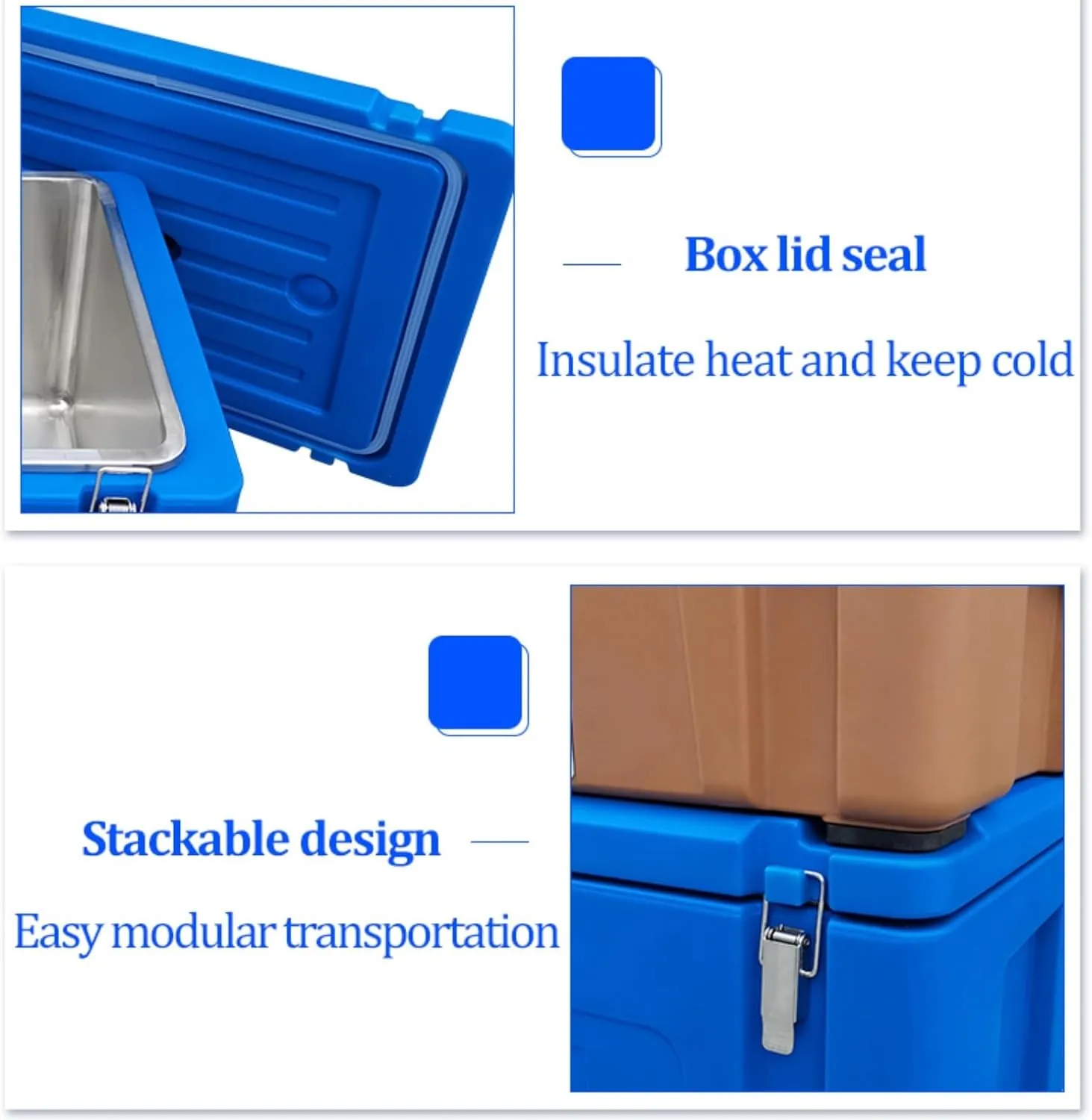 Hard Cooler Insulated Portable Ice Chest Box, Food Warming Cabinet, Fresh Cooler Box, 304 Stainless Steel Liner, PE Material, for Beach, Drink, Camping, Picnic, Barbecue