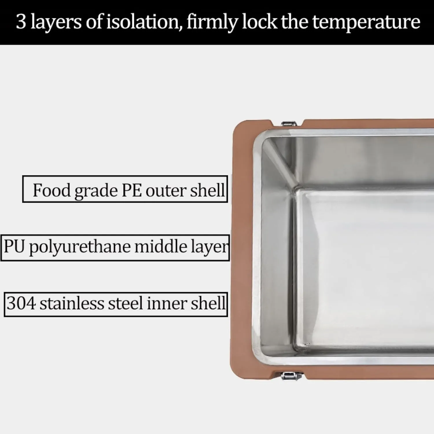 Hard Cooler Insulated Portable Ice Chest Box, Food Warming Cabinet, Fresh Cooler Box, 304 Stainless Steel Liner, PE Material, for Beach, Drink, Camping, Picnic, Barbecue