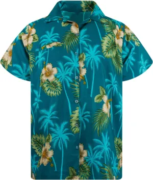 Hawaiian-Shirt Men Short-Sleeve Front-Pocket Stylish Funky Blossoms Flowers Floral Unisex