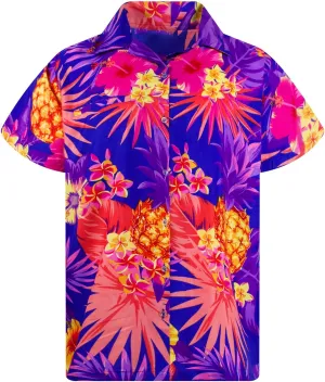 Hawaiian-Shirt Men Short-Sleeve Front-Pocket Stylish Funky Pineapple Fruits Tropical Unisex