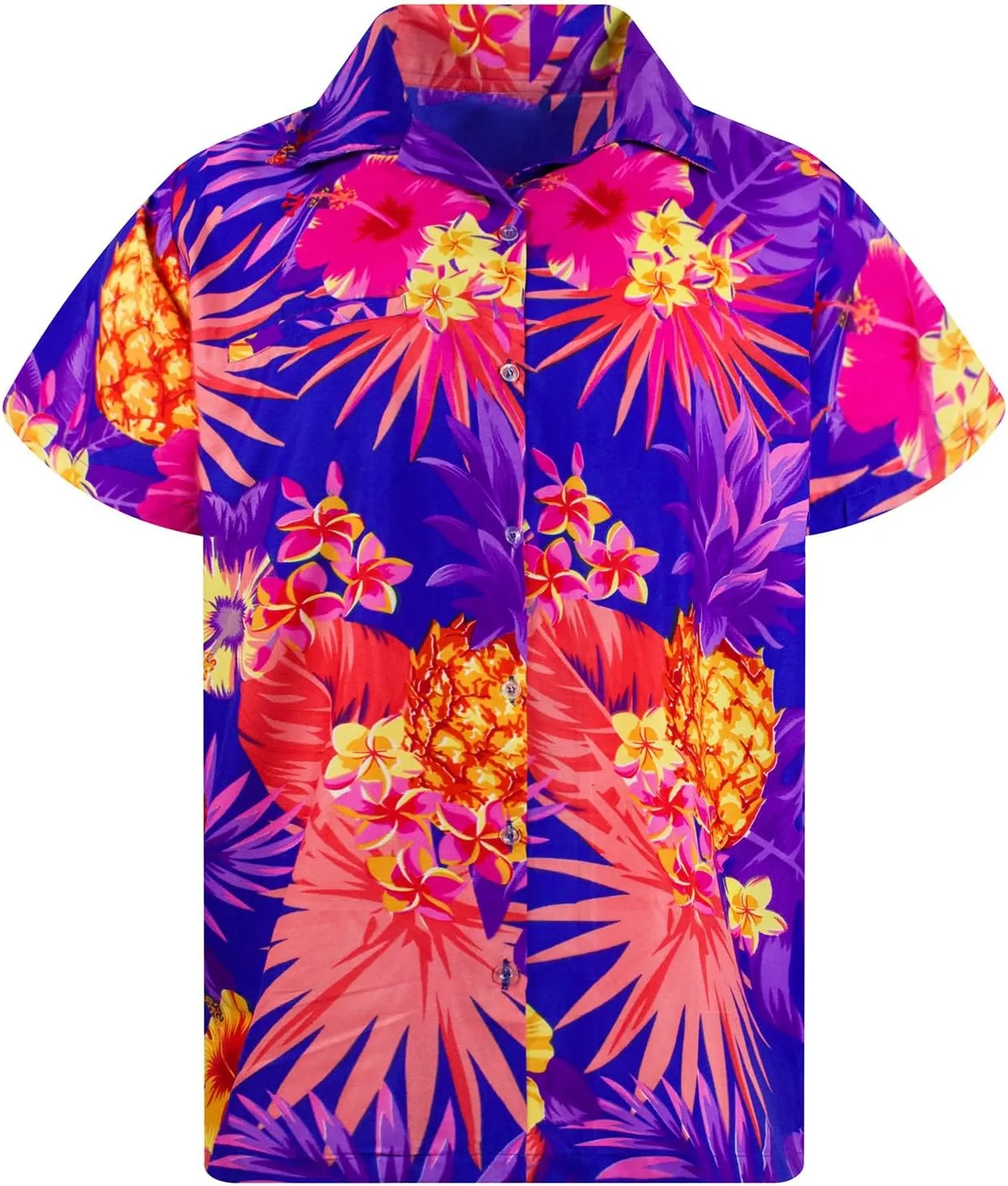 Hawaiian-Shirt Men Short-Sleeve Front-Pocket Stylish Funky Pineapple Fruits Tropical Unisex