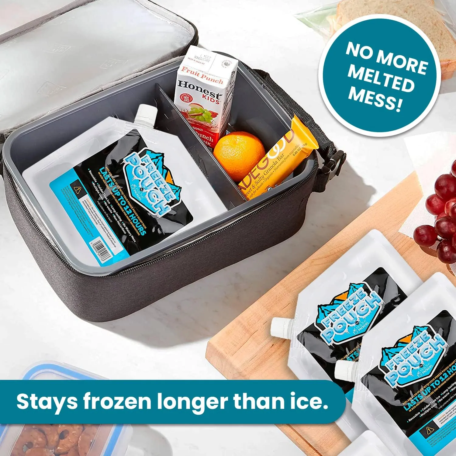 Healthy Packers Reusable Ice Packs - Freeze Pouches - Long-Lasting for Lunch Bags, Lunch Boxes - Cooler Accessories for School, Camping, Fishing