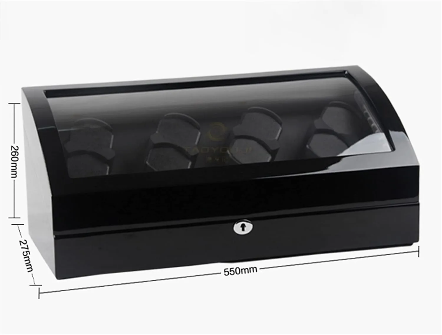 High End Watch Winder Capacity Watches Display Box with LED Lights Soft Flexible Watch Pillows Super Quiet Motor Fit Lady and Man Watches (Black B 8 8)