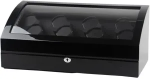 High End Watch Winder Capacity Watches Display Box with LED Lights Soft Flexible Watch Pillows Super Quiet Motor Fit Lady and Man Watches (Black B 8 8)