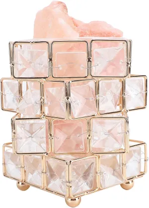 Himalayan Pink Salt Lamp, Handcrafted 4 Layer Crystal Design with Brightness Control, Night Light for Bedroom, USB