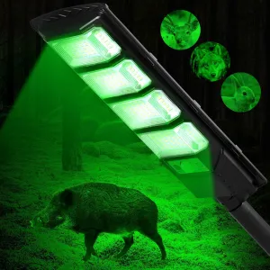 Hog Lights for Night Hunting, 12000LM Solar Green Hunting Light with Remote, Motion Sensor and Waterproof, Hog Light for Predator Coyote Hog Deer Varmint— Perfect Hunting Accessories