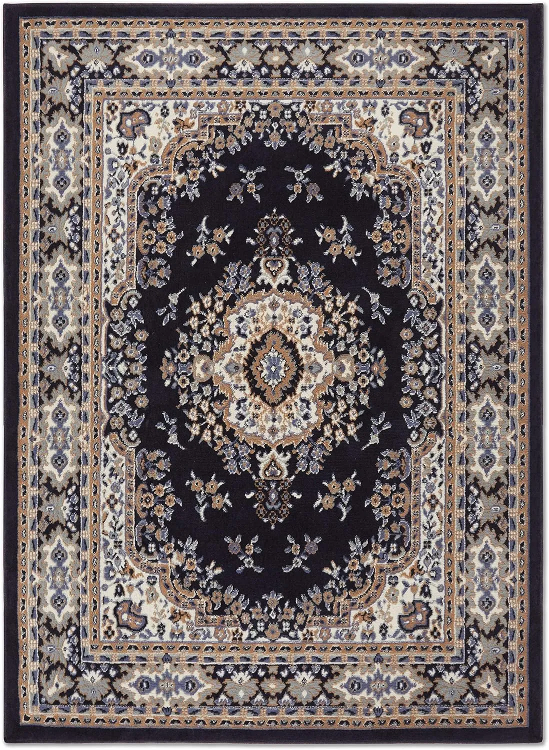 Home Dynamix Premium Sakarya Traditional Medallion Area Rug, Navy Blue/Brown, 5'2"x7'4"