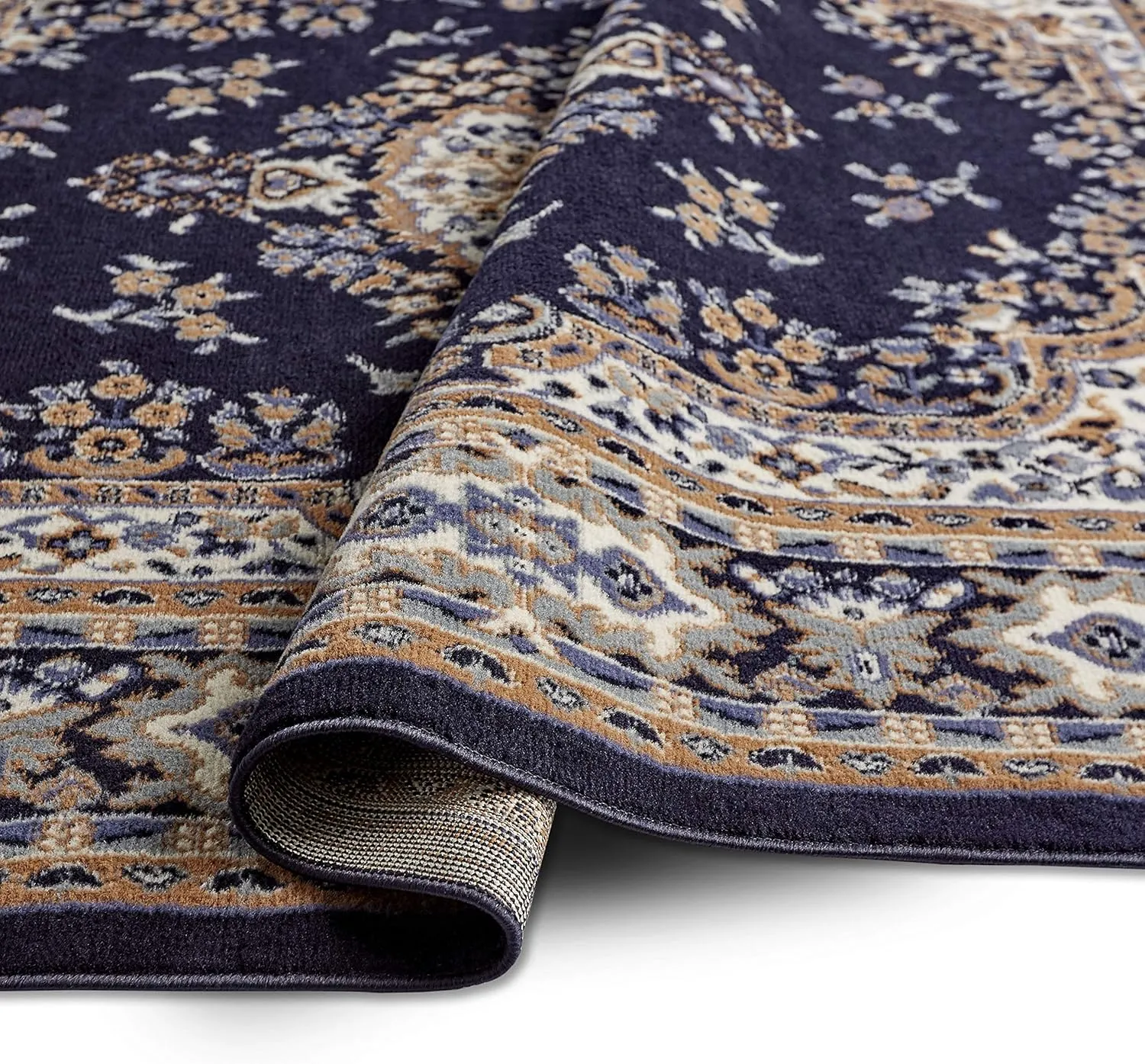 Home Dynamix Premium Sakarya Traditional Medallion Area Rug, Navy Blue/Brown, 5'2"x7'4"