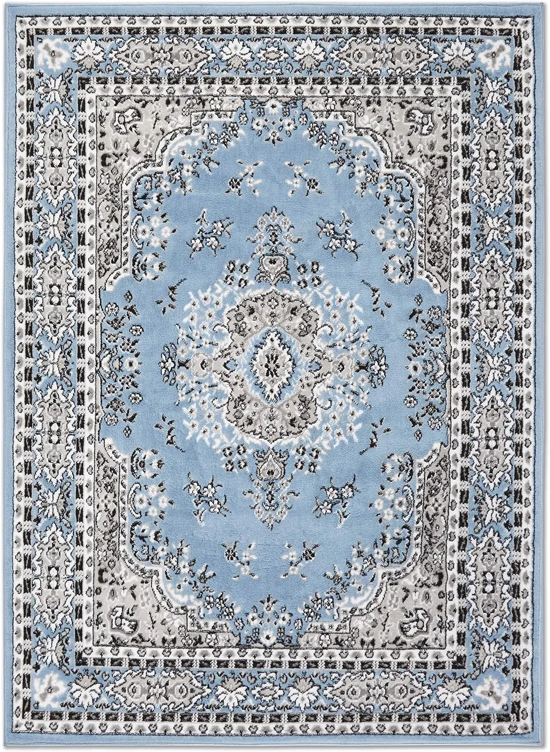 Home Dynamix Premium Sakarya Traditional Medallion Border Area Rug, Blue, (5'2"x7'4") Rectangle