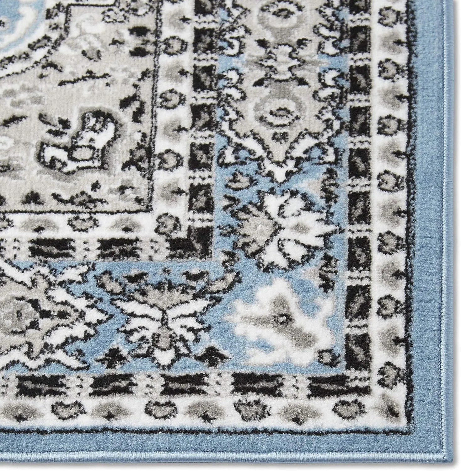 Home Dynamix Premium Sakarya Traditional Medallion Border Area Rug, Blue, (5'2"x7'4") Rectangle